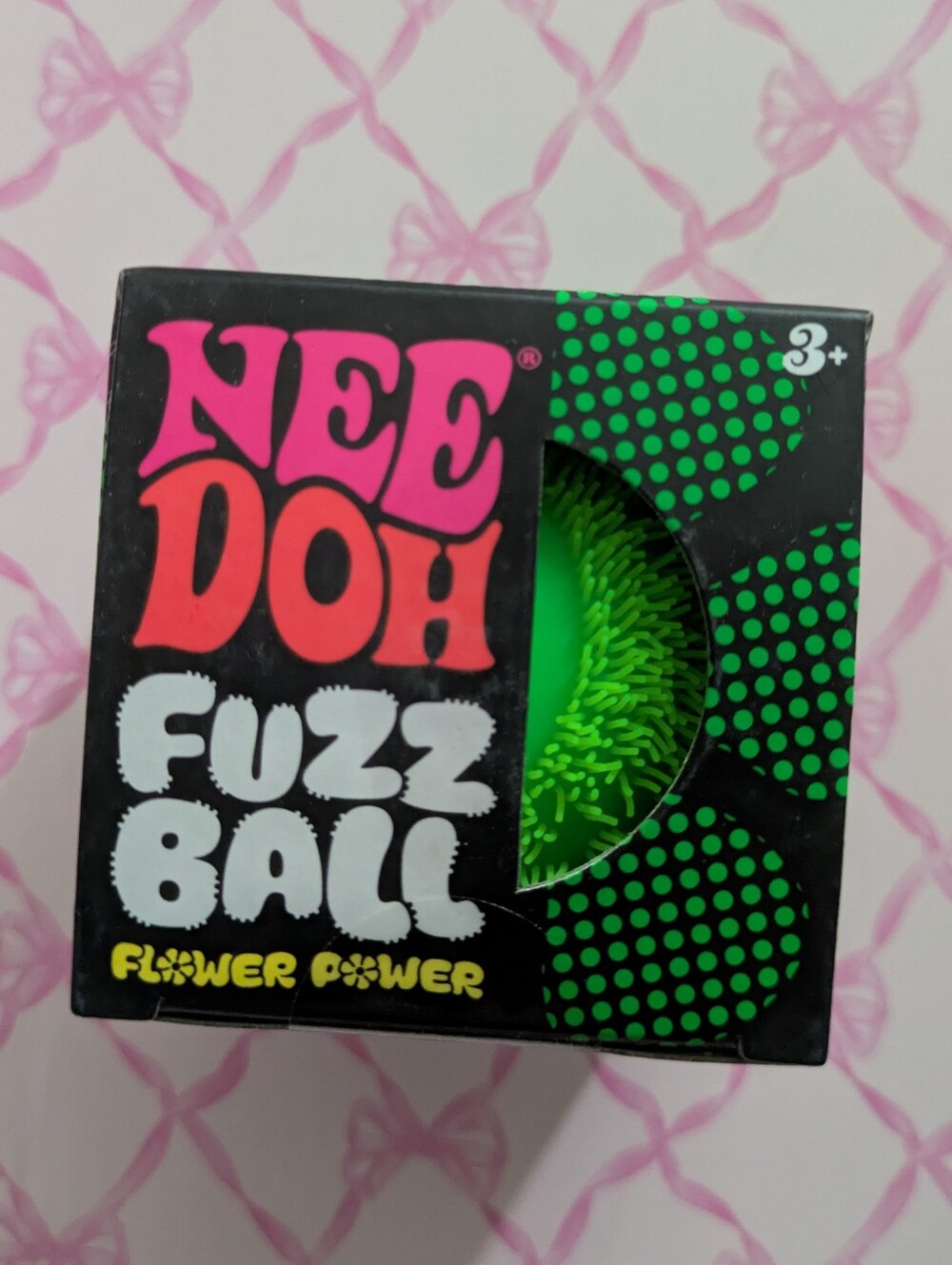 Schylling Nee Doh Fuzz Ball FLOWER POWER, Green, Squeeze Toy Authentic